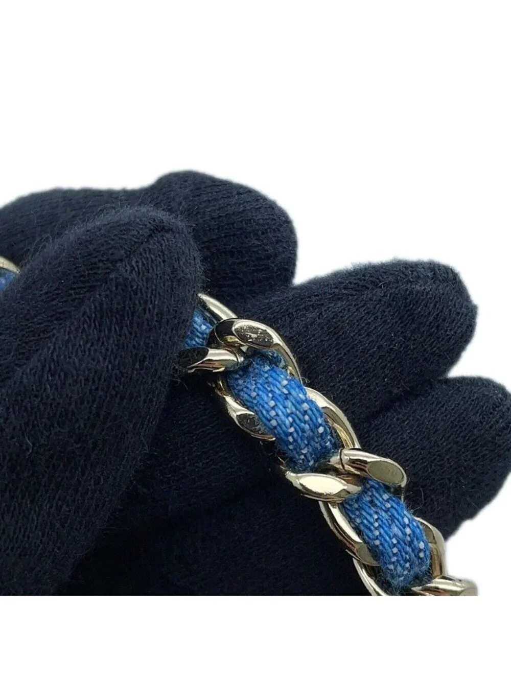 Chanel Necklace CC Logo Charm Denim B 25 P Choker